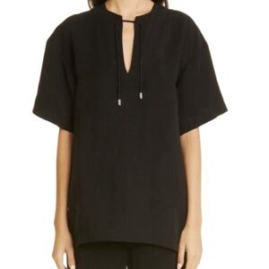 NWT Toteme Fluid Tie Neck Pullover Black Top - Sz 6